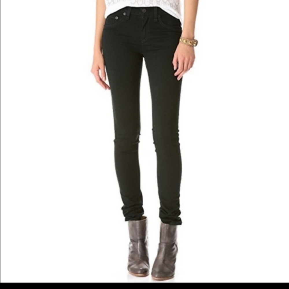 RAG & BONE FOREST GREEN SKINNY JEANS, SIZE 26
